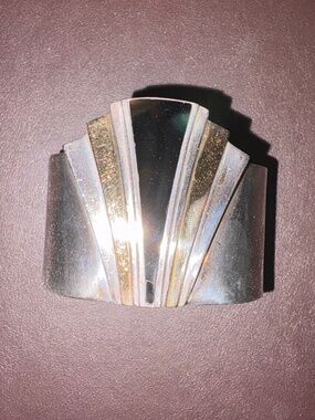 A Durant Art Deco inspired sterling silver wide cuff with black onyx